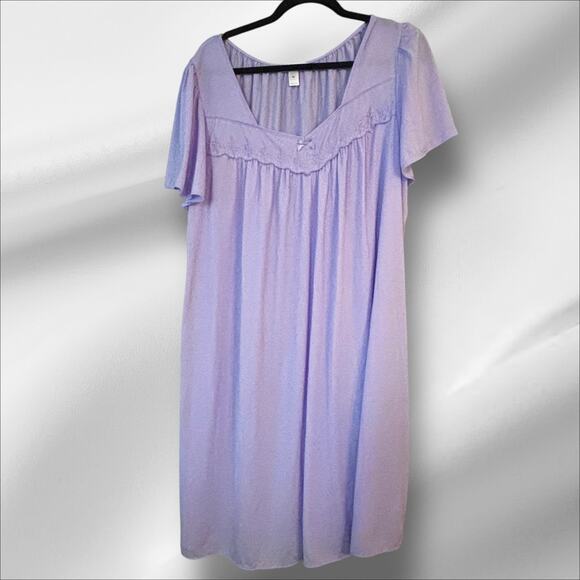 Miss Elaine Nightgown Babydoll Purple XL Coquette Chic Short Sleeve Dainty - Picture 1 of 9